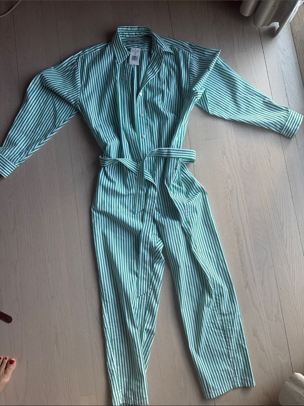Rachel Comey Green and White Striped Button-Up Shirt